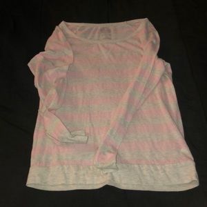 Long Sleeve Light Beige And Pink Top.